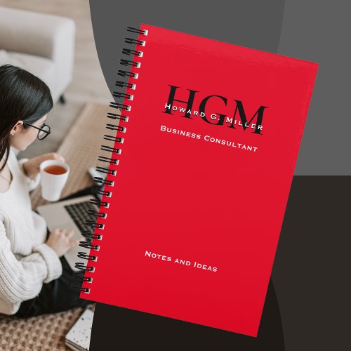 Business Modern Simple Monogram Logo Red Black Notebook