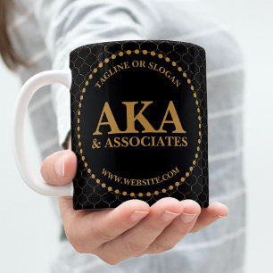 Business Monogram Logo Black Gold Trellis Coffee Mug