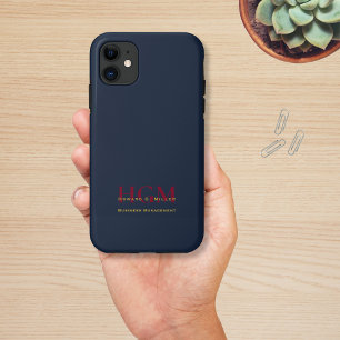 Business Monogram Logo Navy Burgundy Gold iPhone 11 Case