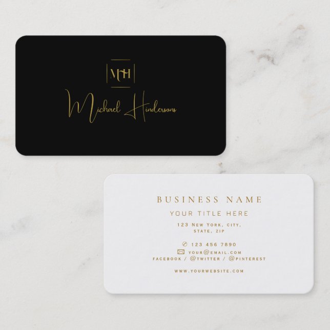 Business Monogram Minimalist Modern Professional Card (Front/Back)