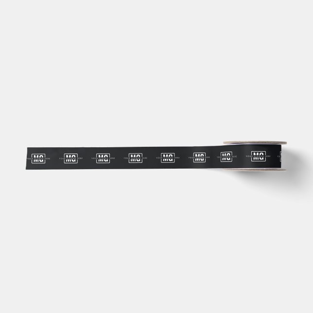 Business Monogram Name Initials Black Satin Ribbon (Front)