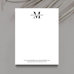 Business Monogram or Logo Minimalist Black & White Letterhead