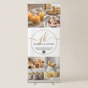 Business Monogram Script Logo 6 Photos White Gold Retractable Banner