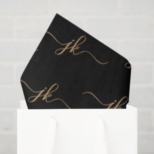 Business Monogram Script Logo Black Gold Tissue Paper