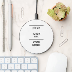 Business monogram white custom text professional wireless charger