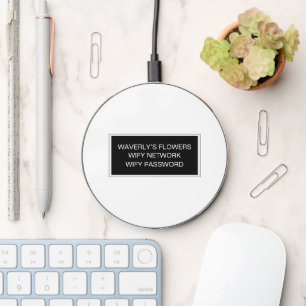 Business monogram white wify network name password wireless charger 