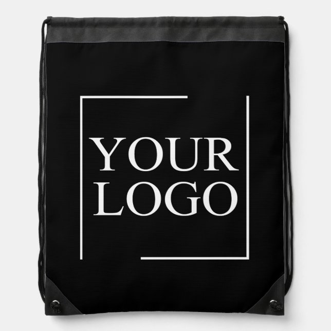 Business Name Add Logo Company Professional Text Drawstring Bag (Front)