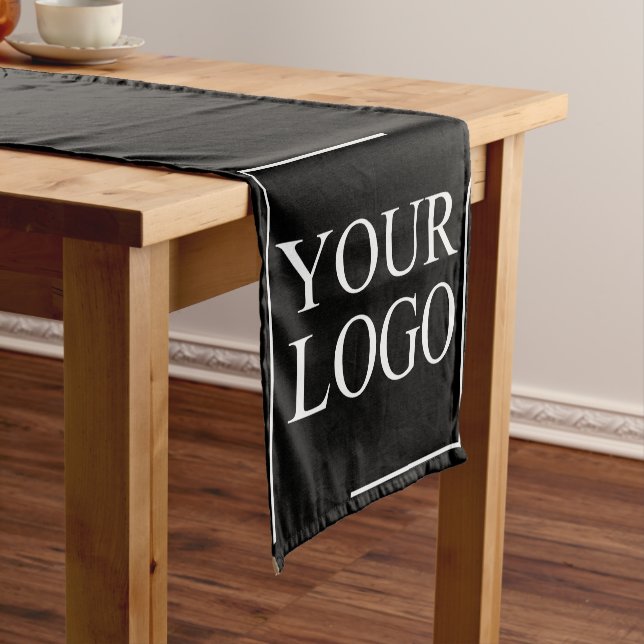 Business Name Add Logo Company Professional Text Short Table Runner (In Situ)