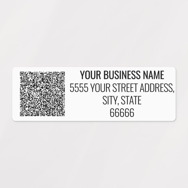 Business Name Address and QR Code Labels (Design 1)