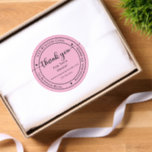 Business Name | Address Thank You For Your Order Classic Round Sticker<br><div class="desc">Simple elegant minimalist "Thank You For Your Order" Business Promotional Stickers -- Features script text "Thank you" (uneditable),  along with your business name,  address,  website address and phone number.</div>