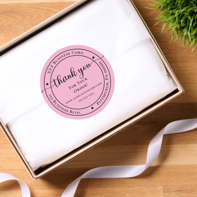 Business Name | Address Thank You For Your Order Classic Round Sticker (Tissue Paper)