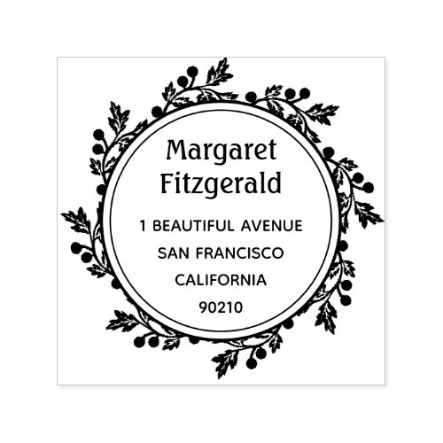 Business name and address round self inking stamp