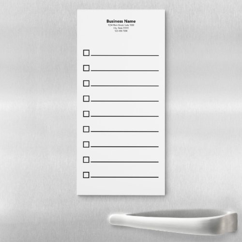 Business Name and Address To Do List Checkboxes Magnetic Notepad