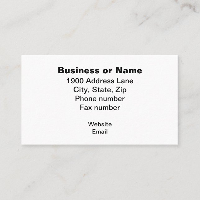 Business Name and Information Centered in the Card (Front)