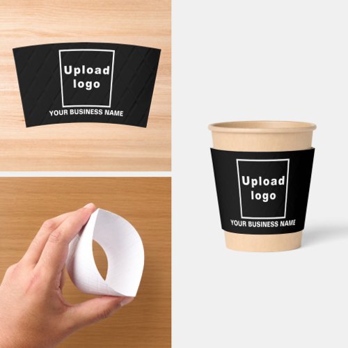 Business Name and Logo | 8 oz. | Black Coffee Cup Sleeve