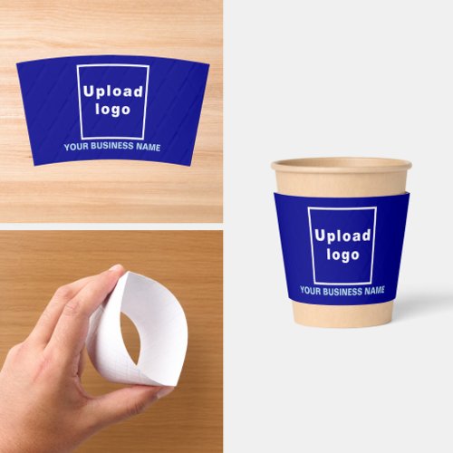 Business Name and Logo | 8 oz. | Blue Coffee Cup Sleeve