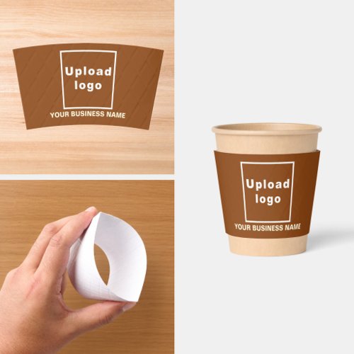 Business Name and Logo | 8 oz. | Brown Coffee Cup Sleeve