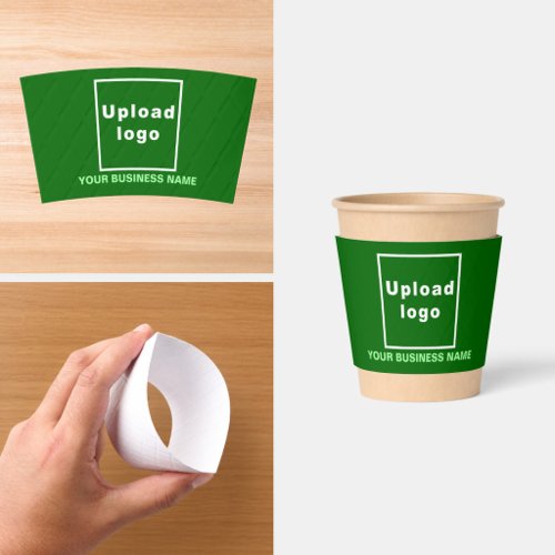 Business Name and Logo | 8 oz. | Green Coffee Cup Sleeve