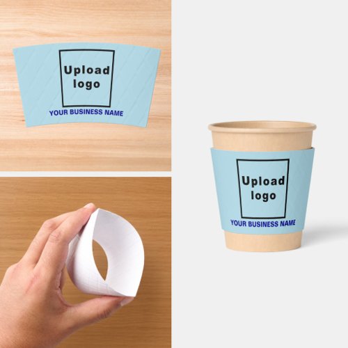 Business Name and Logo | 8 oz. | Light Blue Coffee Cup Sleeve