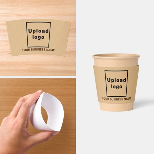Business Name and Logo | 8 oz. | Light Brown Coffee Cup Sleeve