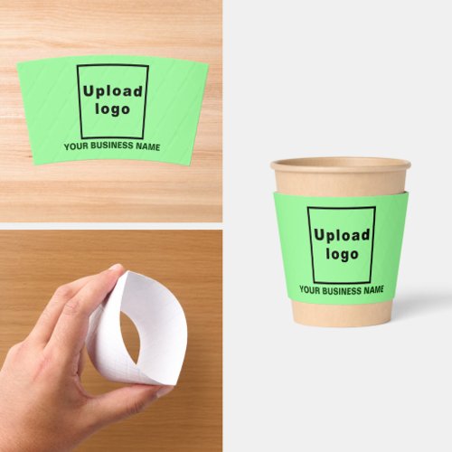 Business Name and Logo | 8 oz. | Light Green Coffee Cup Sleeve