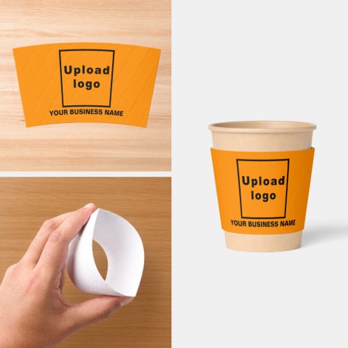 Business Name and Logo | 8 oz. | Orange Coffee Cup Sleeve