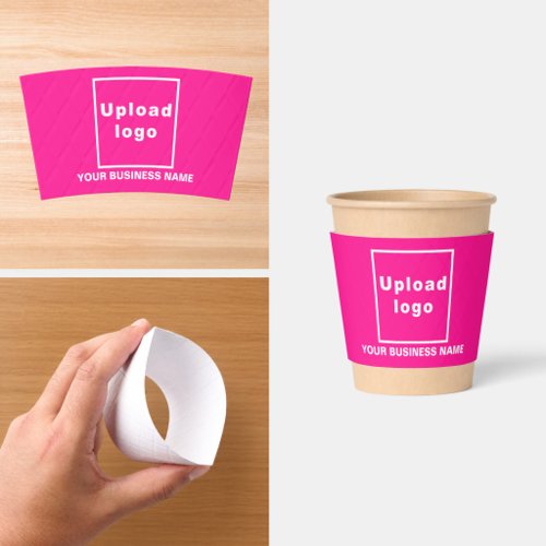 Business Name and Logo | 8 oz. | Pink Coffee Cup Sleeve