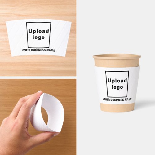Business Name and Logo | 8 oz. | White Coffee Cup Sleeve