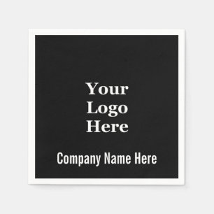 Business Name and Logo Black and White Template Napkins
