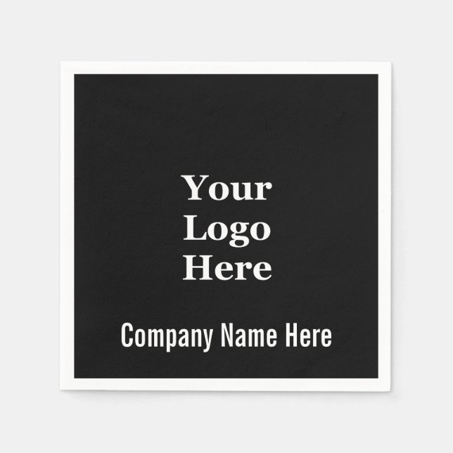 Business Name and Logo Black and White Template Napkins (Front)
