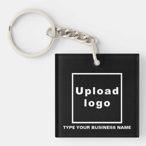 Business Name and Logo Black Square Acrylic Keychain