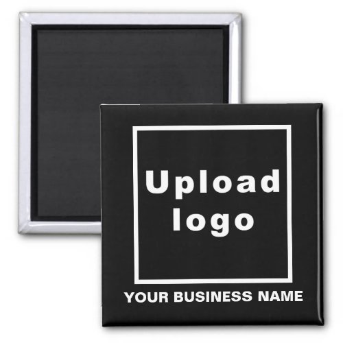 Business Name and Logo Black Square Magnet