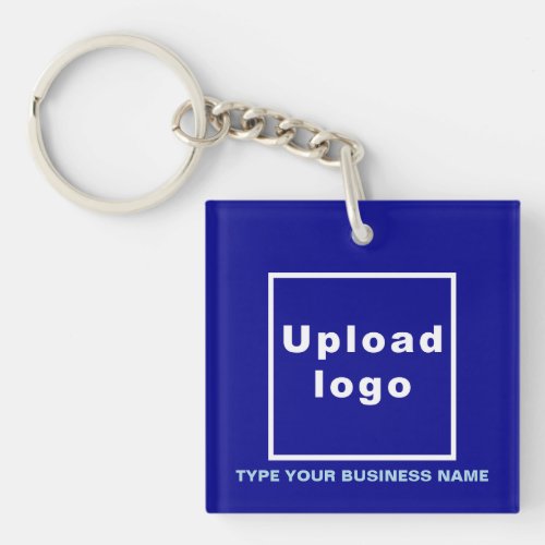 Business Name and Logo Blue Square Acrylic Keychain