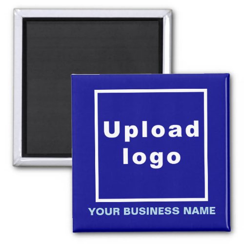 Business Name and Logo Blue Square Magnet