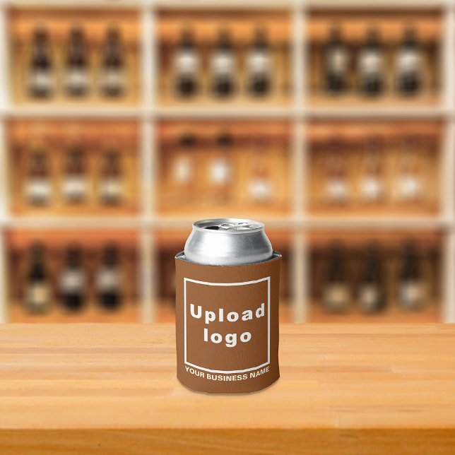 Business Name and Logo Brown Can Cooler (Build brand name awareness. Your business brand on brown can cooler.)