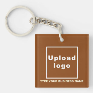 Business Name and Logo Brown Square Acrylic Keychain