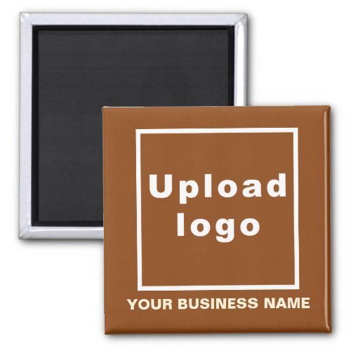 Business Name and Logo Brown Square Magnet