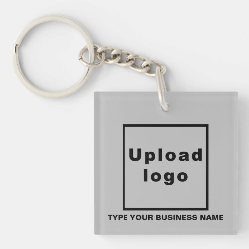 Business Name and Logo Gray Square Acrylic Keychain