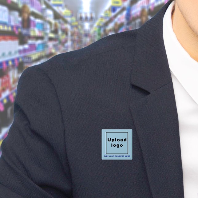 Business Name and Logo Light Blue Square Button (Build brand name awareness. Your business name and logo on light blue square button.)
