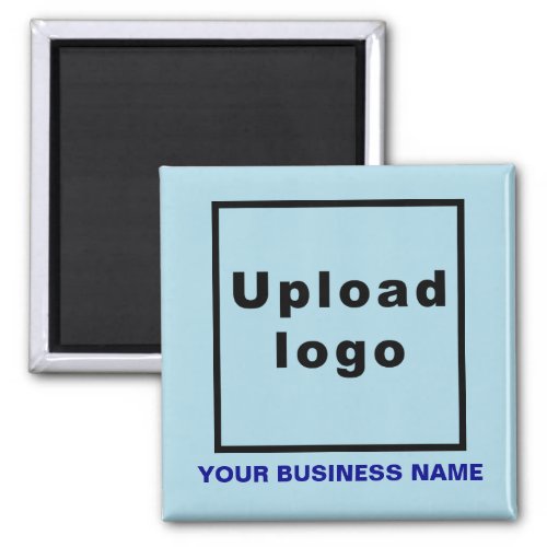 Business Name and Logo Light Blue Square Magnet
