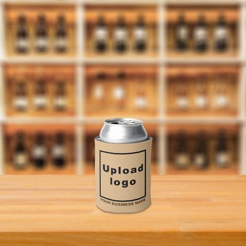 Business Name and Logo Light Brown Can Cooler