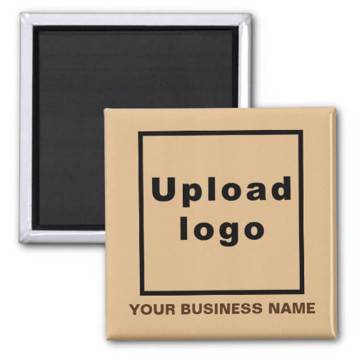 Business Name and Logo Light Brown Square Magnet
