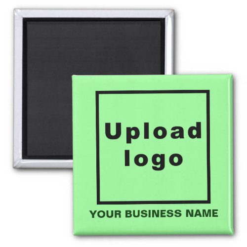 Business Name and Logo Light Green Square Magnet
