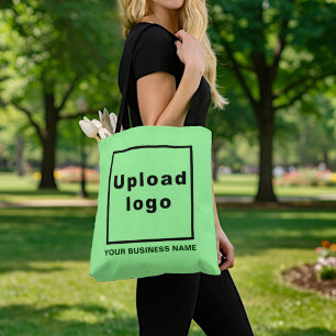 Business Name and Logo   Light Green Tote Bag