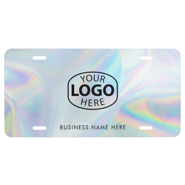 Business Name and Logo Modern Holographic License Plate (Front)