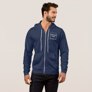 MENS OUTLINE NAVY BLUE ZIP UP HOODIE