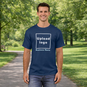 Business Name and Logo Navy Blue Men's T-Shirt