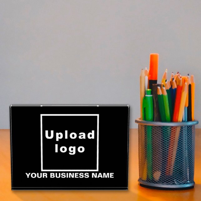 Business Name and Logo on Black Acrylic Block (Black rectangle acrylic block with your business name and logo)