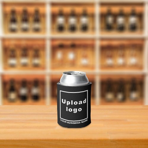 Business Name and Logo on Black Can Cooler