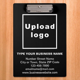 Business Name and Logo on Black Clipboard